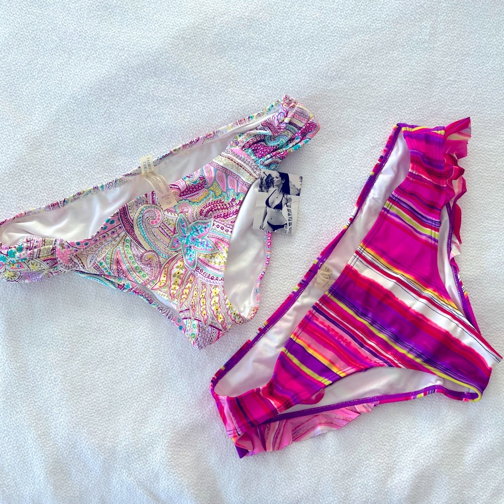 Bundle of 2 low rise Victoria’s Secret swim bottoms. One NWT one used. Size L.